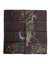 Dolce & Gabbana Brown Peacock Print Square Men Foulard Scarf